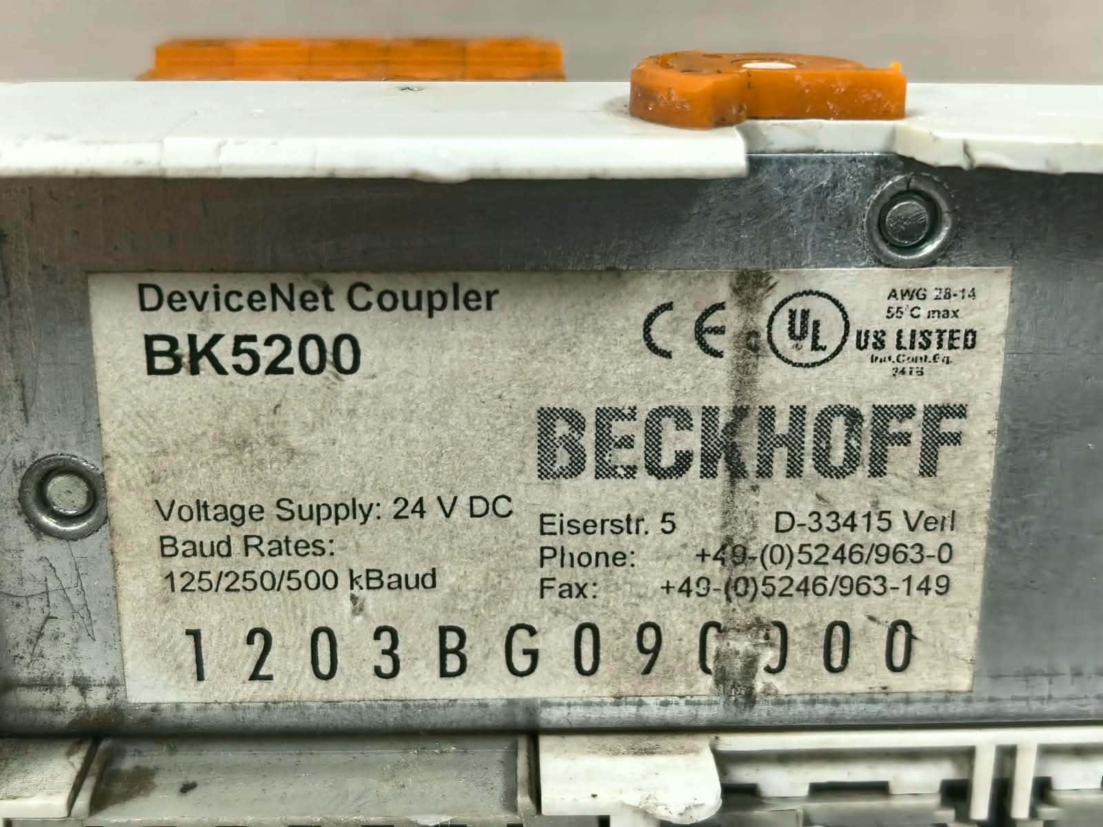Beckhoff BK5200 BECKHOFF BK5200 DEVICENET COUPLER 24VDC 10