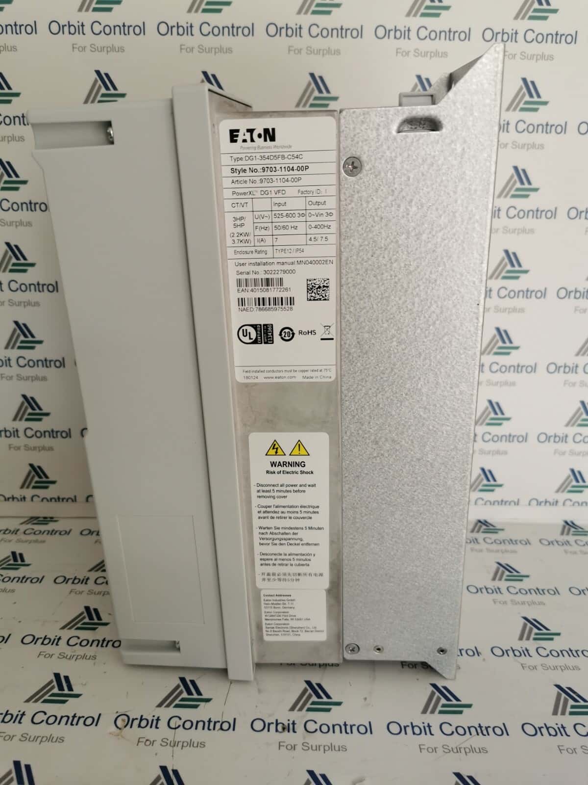 Eaton DG1-354D5FB-C54C DG1-354D5FB-C54C Eaton,PowerXL AC Drives, DG1 VFD Series 3.7KW / 5.0HP 6
