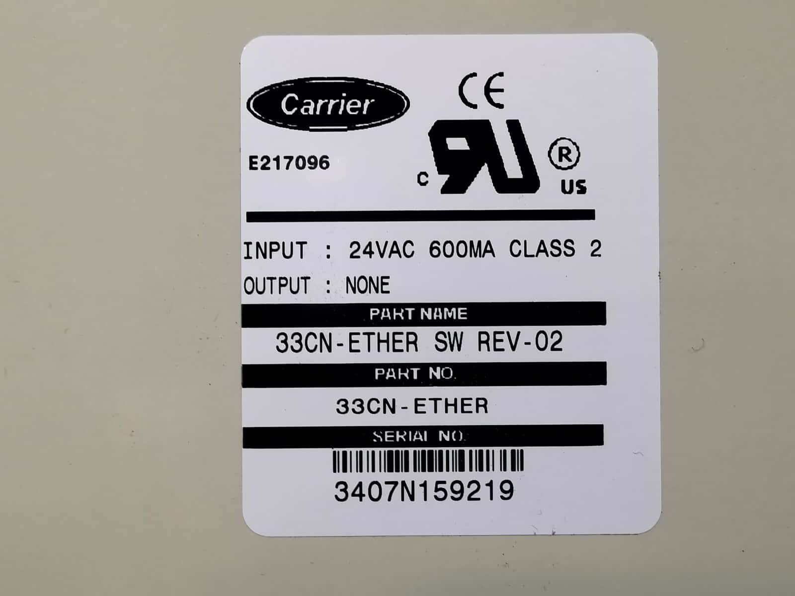 Carrier 33CN-ETHER Carrier 33CNETHER CCN Ethernet Converter 33CN-ETHER 5