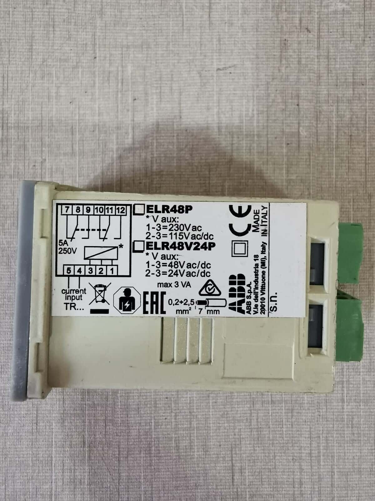 ABB ELR48P ABB ELR48P RESIDUAL CURRENT MONITOR 3