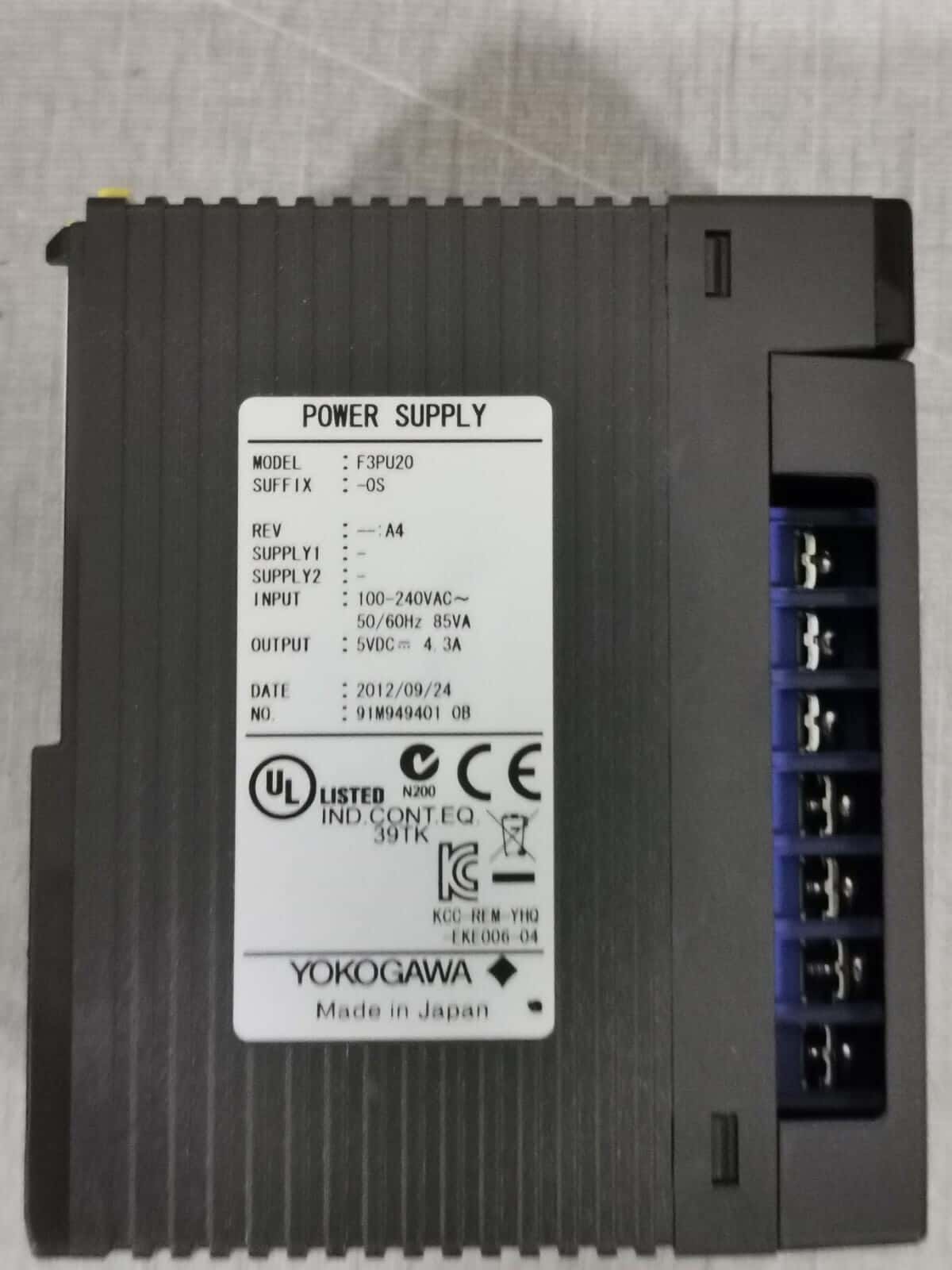 YOKOGAWA PU20-OS YOKOGAWA F3PU20 POWER SUPPLY PU20-OS 2