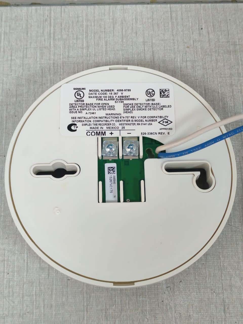 Simplex 4098-9789 SIMPLEX 4098-9789 LIFE ALARM SENS BASE W/ LED OUT 0677110CN 10