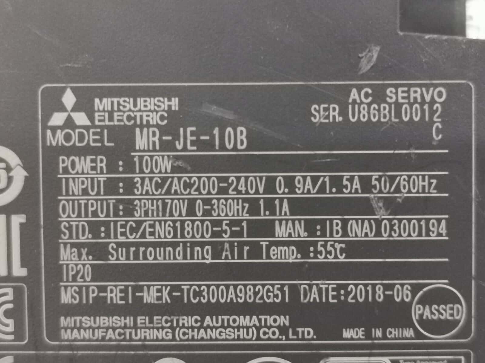 Mitsubishi Electric MR-JE-10B Mitsubishi MR-JE-10B MRJE10B Servo Drive 4