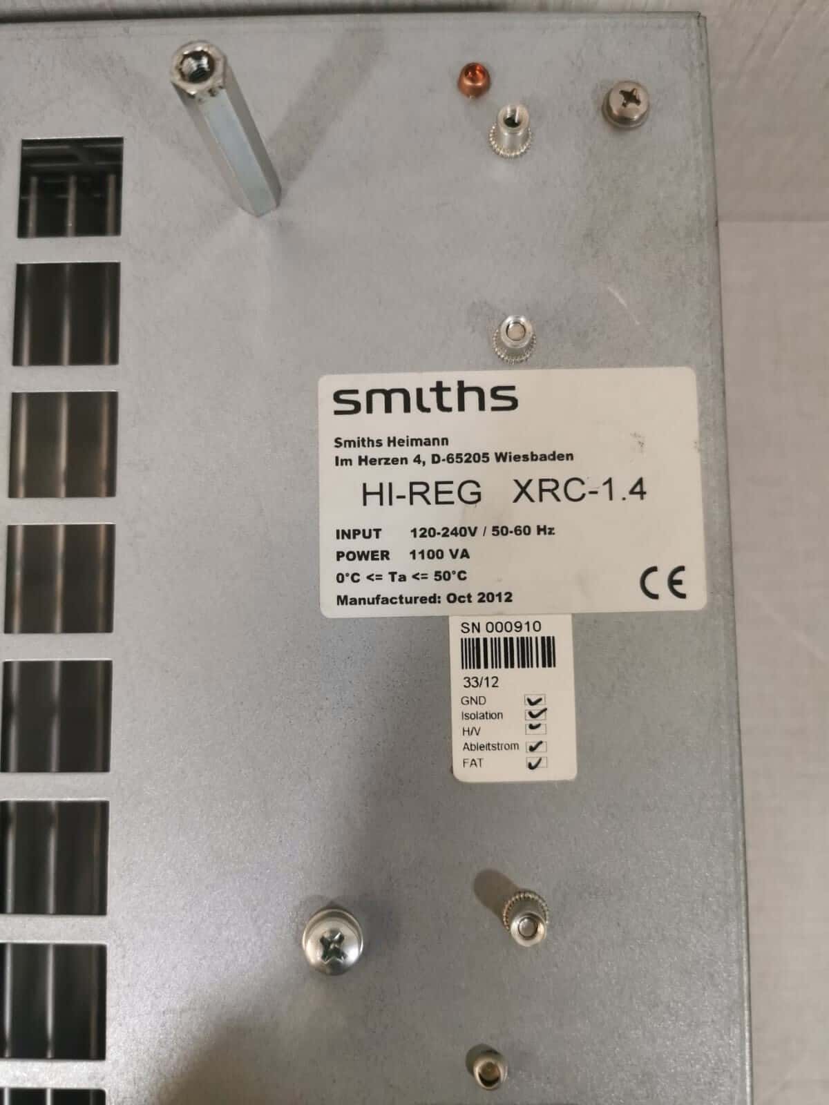 SMITHS HEIMANN HI-REG XRC-1.4 SMITHS HEIMANN HI-REG XRC-1.4 POWER SUPPLY 3