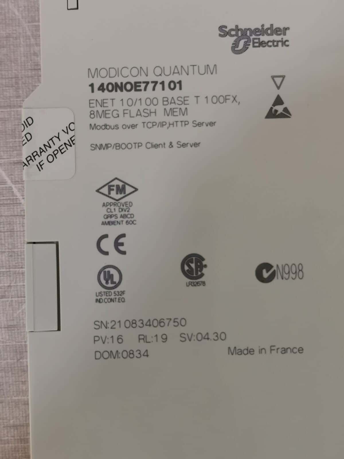 Schneider Electric 140NOE77101 Schneider Electric 140NOE77101 Modicon Quantum Ethernet 10/100 Module 2