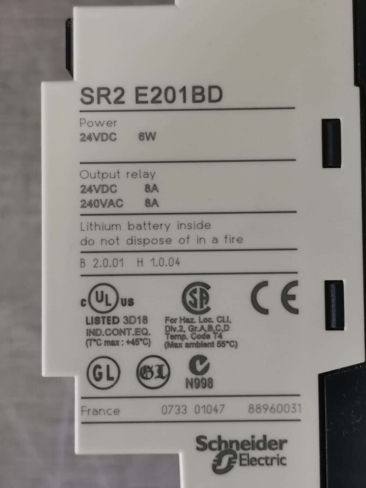 Schneider Electric E201BD TELEMECANIQUE by SCHNEIDER ELECTRIC SR2 E201BD RELAY - WITH DAMAGED 4