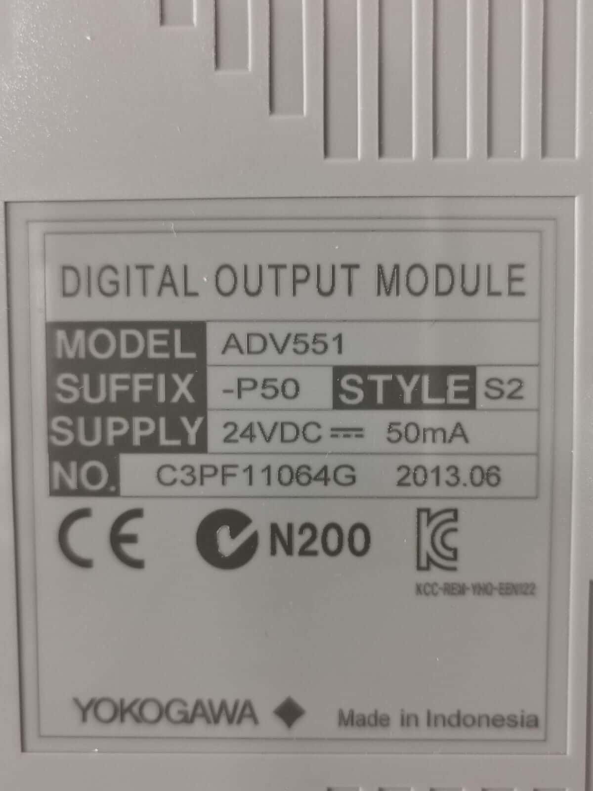 Yokogawa ADV551-P50 YOKOGAWA ADV551-P50 STYLE S2 DIGITAL OUTPUT MODULE 5