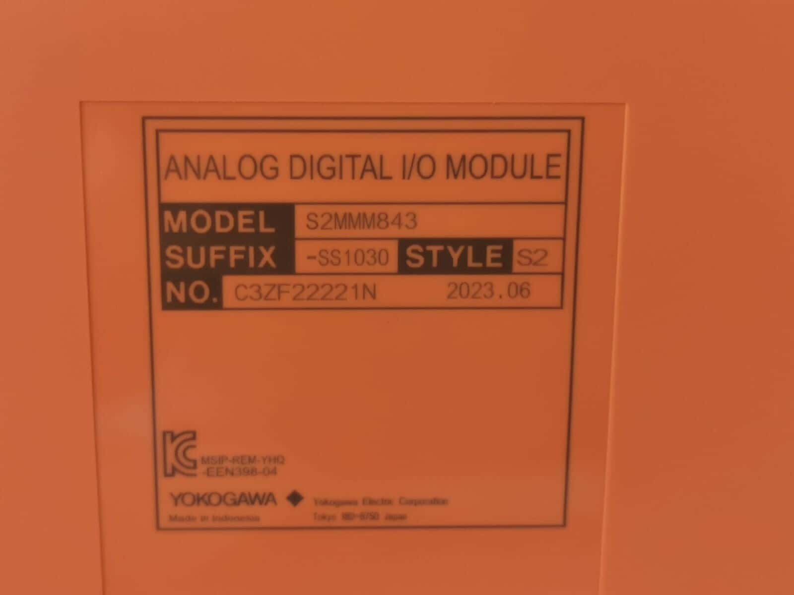 Yokogawa S2MMM843-SS1030 S2 S2MMM843 Yokogawa S2MMM843-SS1030 S2 Analog Digital I/O module - NO 3