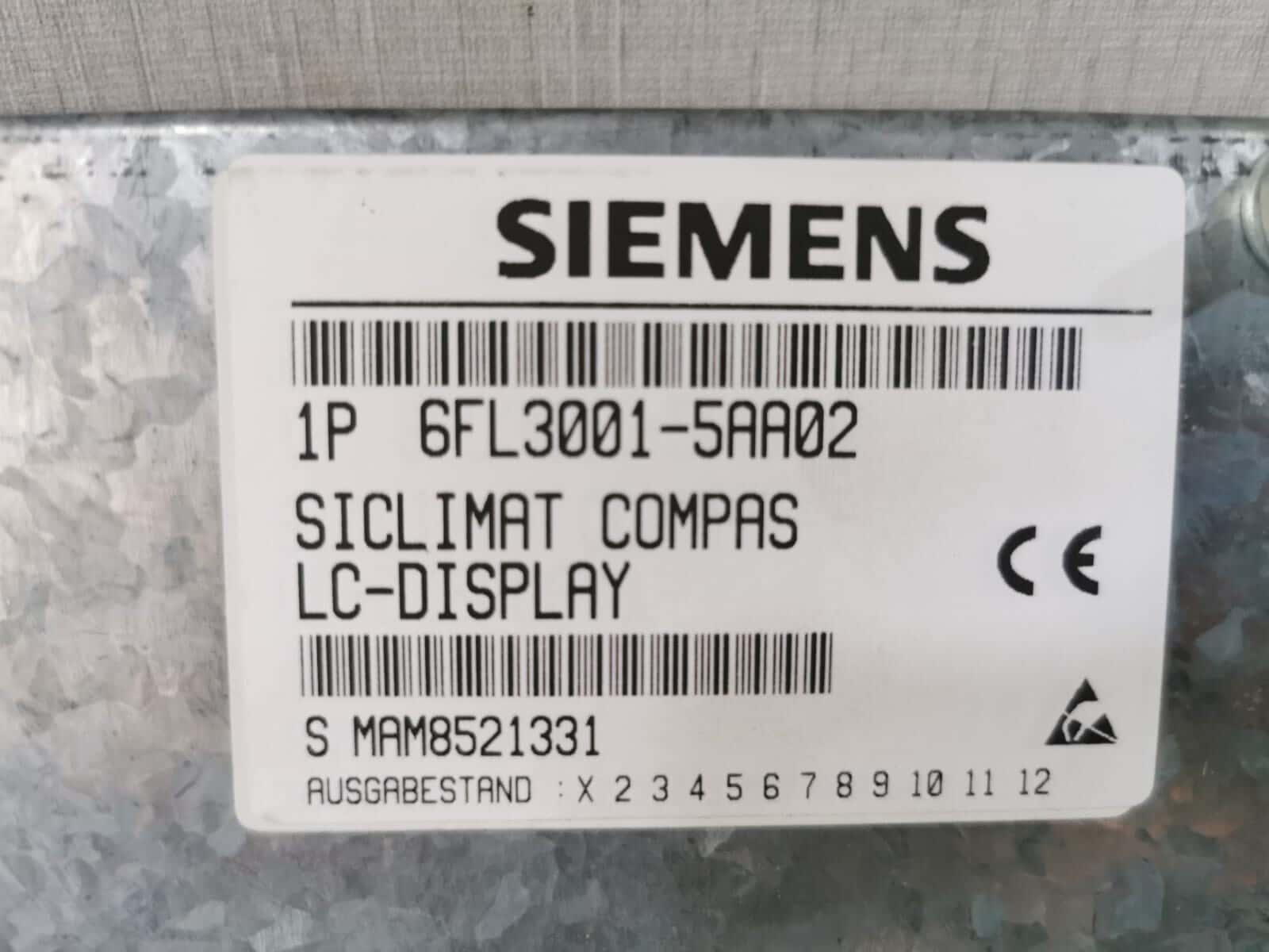 Siemens 6FL3001-5AA02 Siemens 6FL3001-5AA02 SICLIMAT COMPAS LC-Display 6FL3 001-5AA02 5