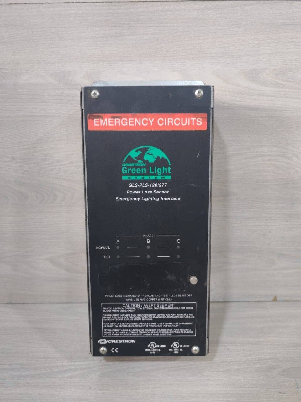 CRESTRON GLS-PLS-120/277 GREEN-LIGHT EMERGENCY LIGHTING POWER LOSS SENSOR