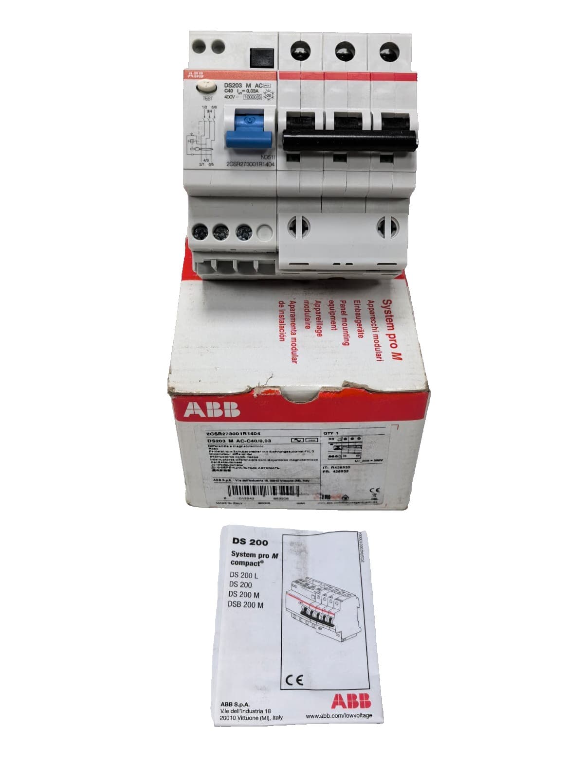 ABB 2CSR273001R1404 RESIDUAL CURRENT CIRCUIT BREAKER DS203 M AC-C40/0,03