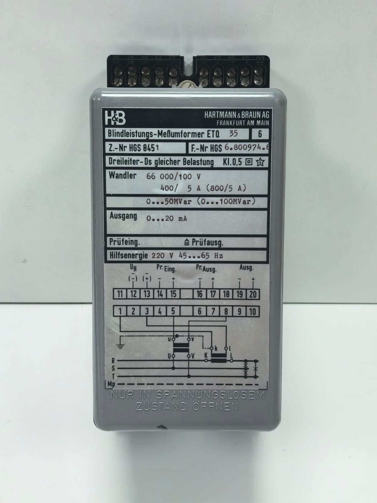 HARTMANN & BRAUN ETQ 35 HARTMANN & BRAUN AG ETQ 35 MEASURING TRANSDUCER