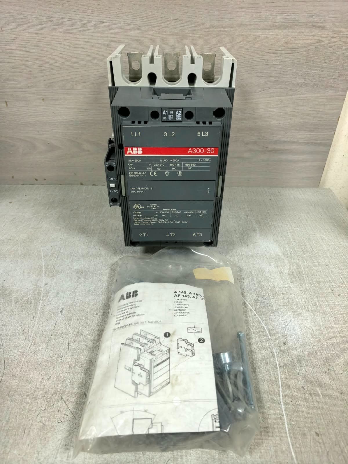 ABB A300-30 CONTACTOR 500A