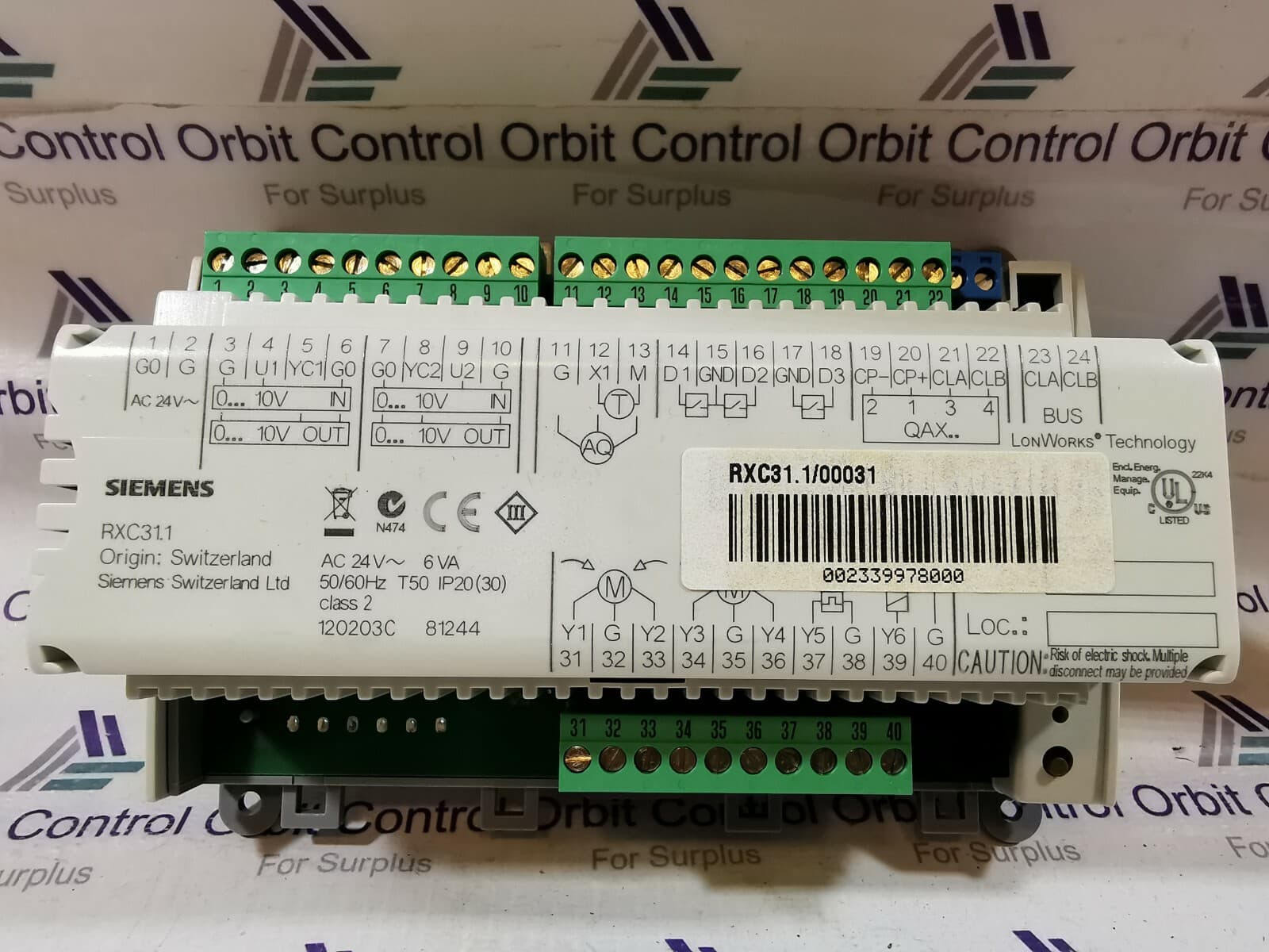 SIEMENS RXC31.1/00031 ROOM CONTROLLER 24V