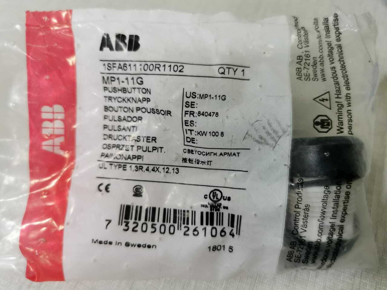ABB MP1-11G ABB 1SAF611100R1102 Push Button MP1-11G