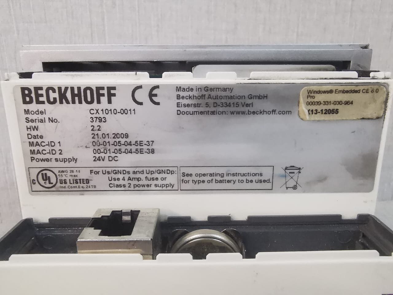 BECKHOFF CX1010-0011 MODULE