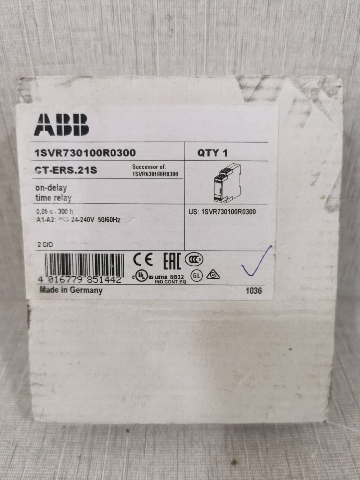 ABB 1SVR730100R0300 ABB CT-ERS.21S TIME RELAY 1SVR730100R0300