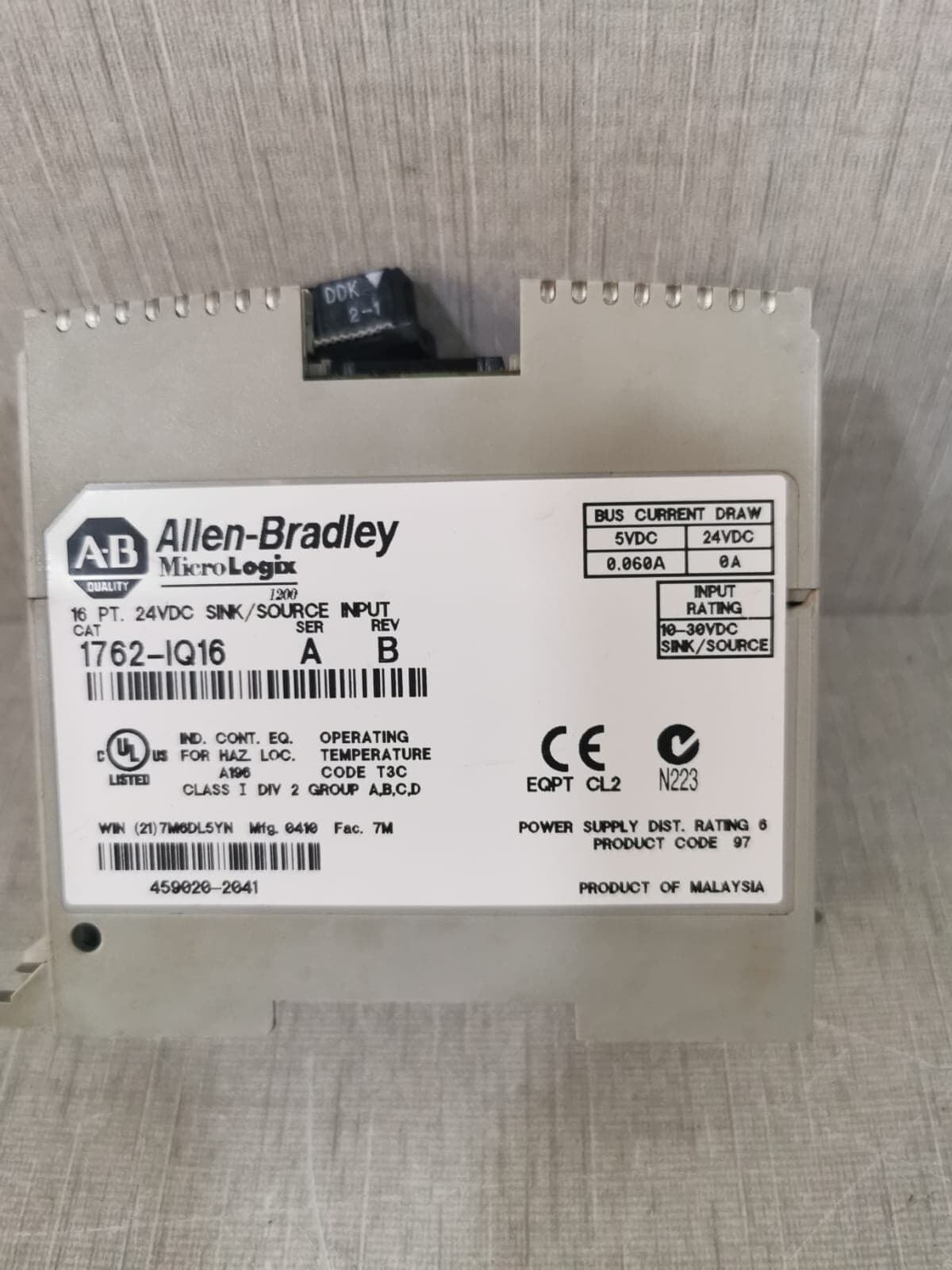Allen Bradley 1762-IQ16 MicroLogix Input Module SER A REV B