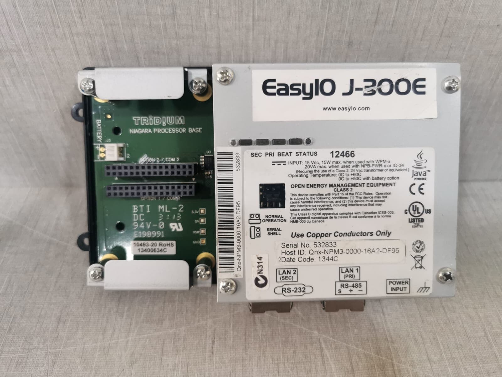 Niagara J-300E Tridium EasyIO J-300E Niagara Processor Module
