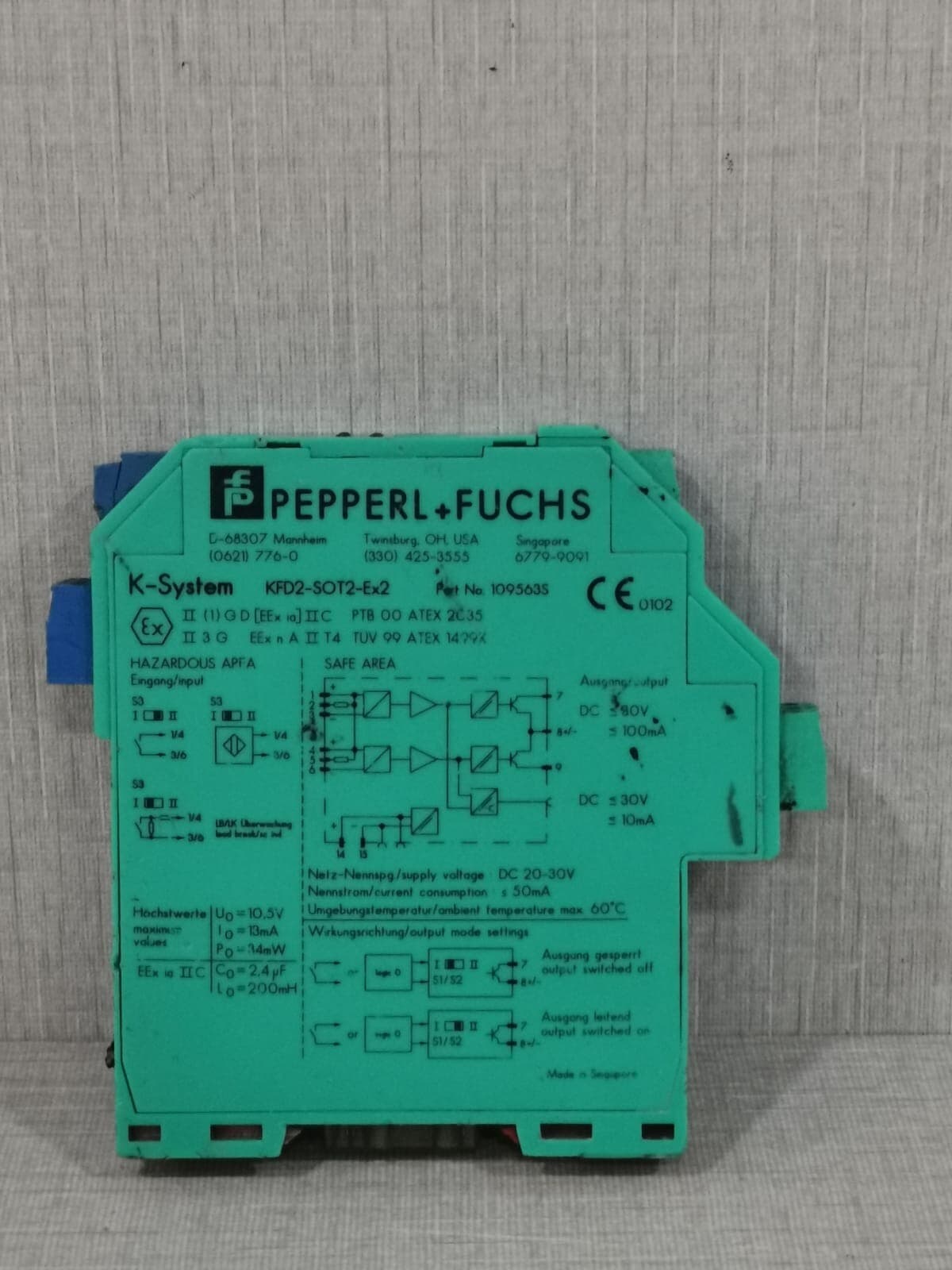 Pepperl+Fuchs KFD2-SOT2-EX2 PEPPERL+FUCHS KFD2-SOT2-Ex2 109563s K-SYSTEM SWITCH AMPLIFIER