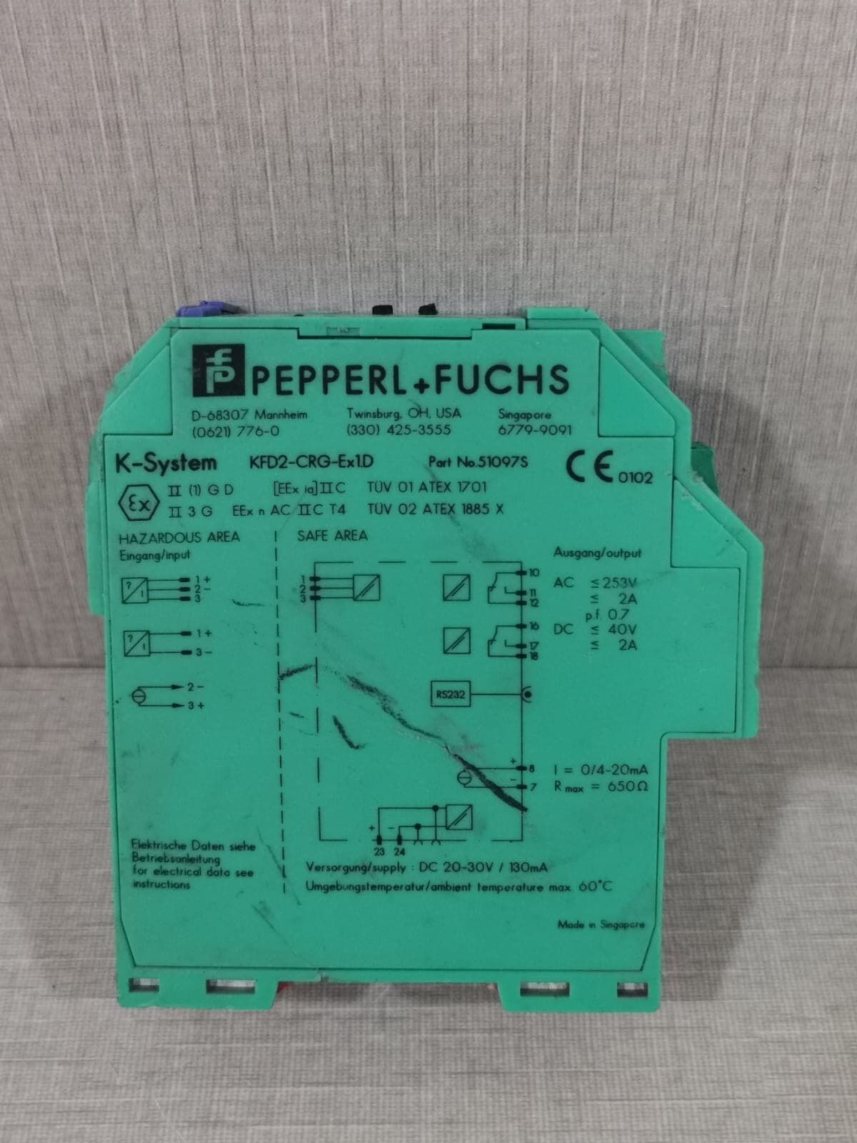 Pepperl+Fuchs KFD2-CRG-EX1.D PEPPERL+FUCHS KFD2-CRG-Ex1.D 51097S K-SYSTEM Safety Barrier