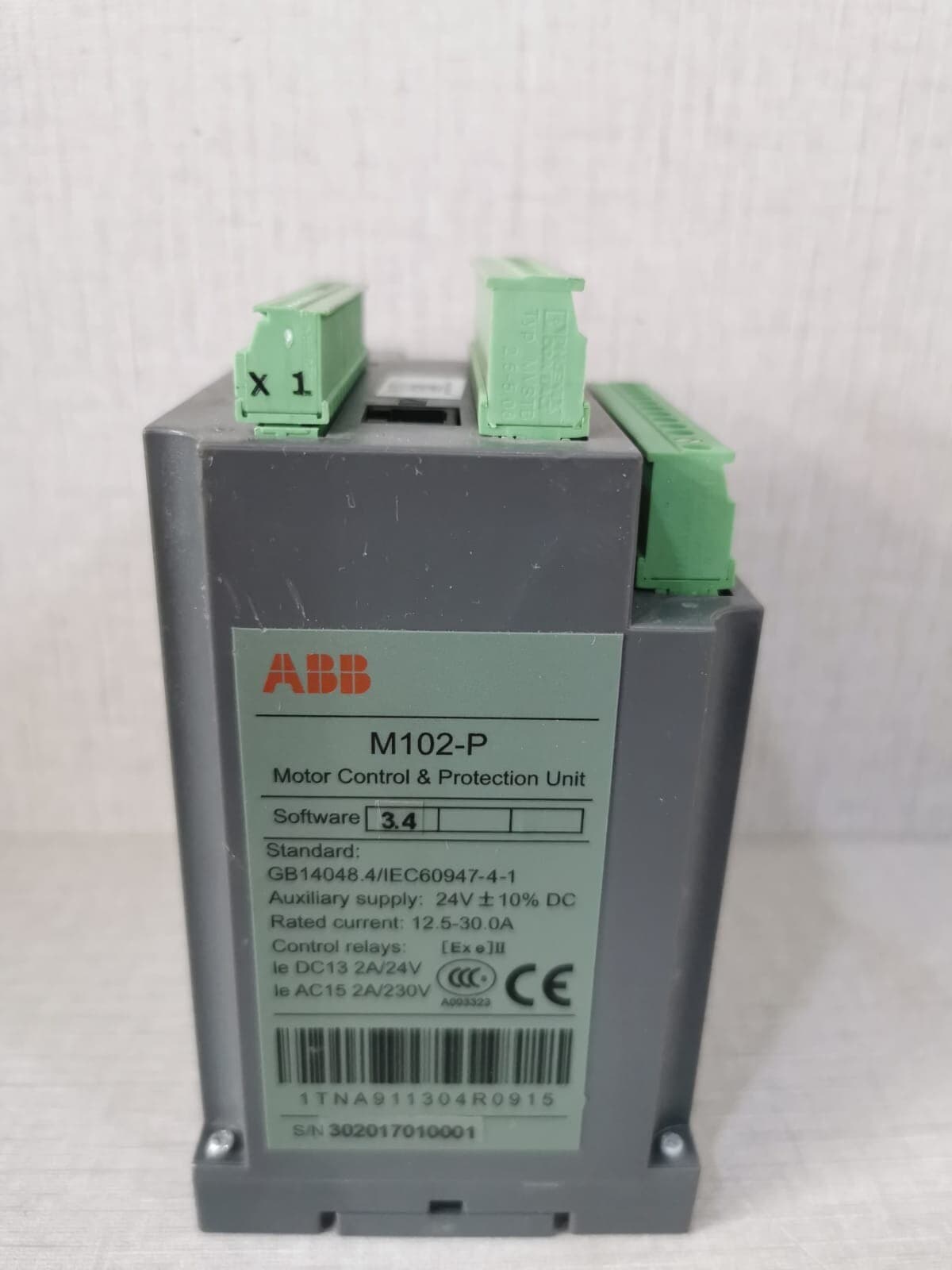 ABB M102-P MOTOR CONTROL & PROTECTION UNIT 1TNA911304R0915 SOFTWARE 3.4