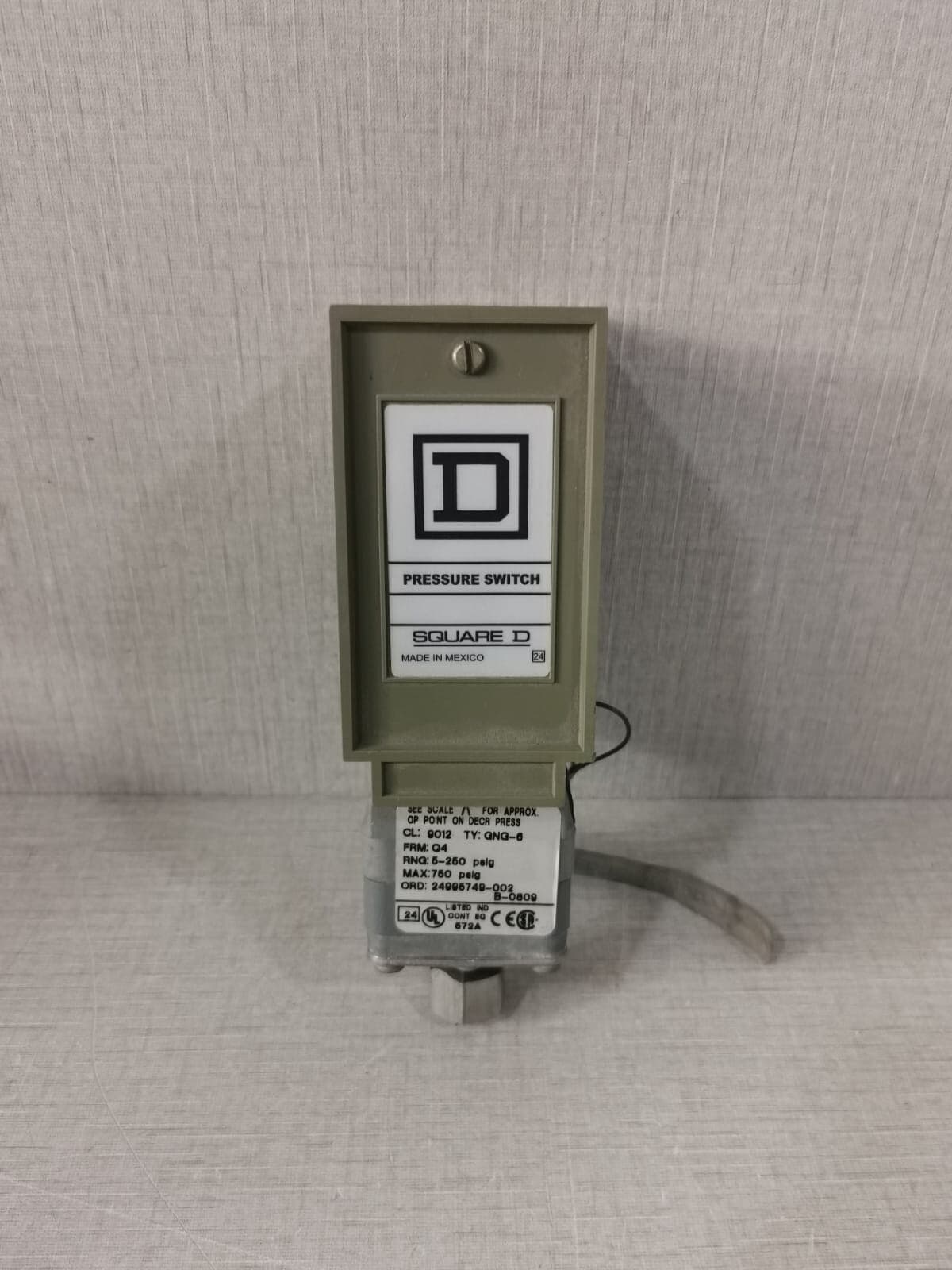 SQUARE D 9012 GN G-6 PRESSURE SWITCH 5-250 PSIG /750 PSIG