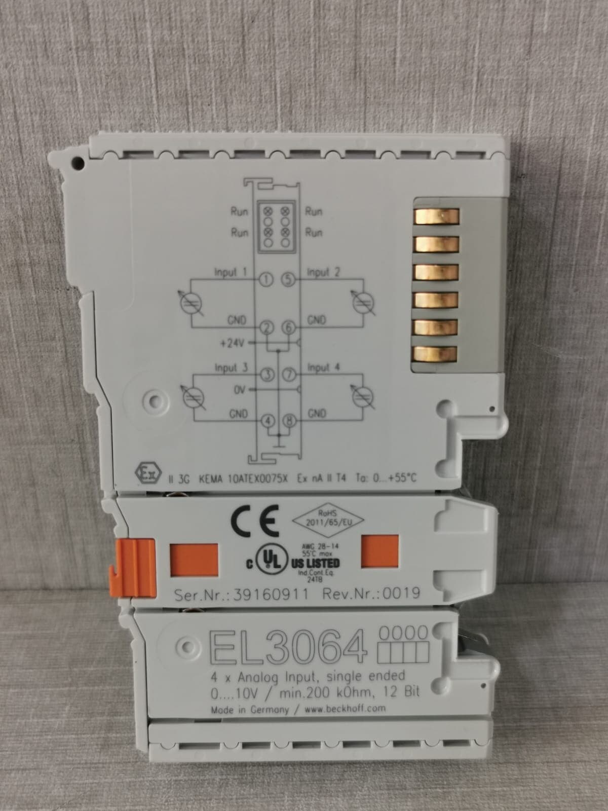 BECKHOFF EL3064 4XANALOG INPUT,SINGLE ENDED