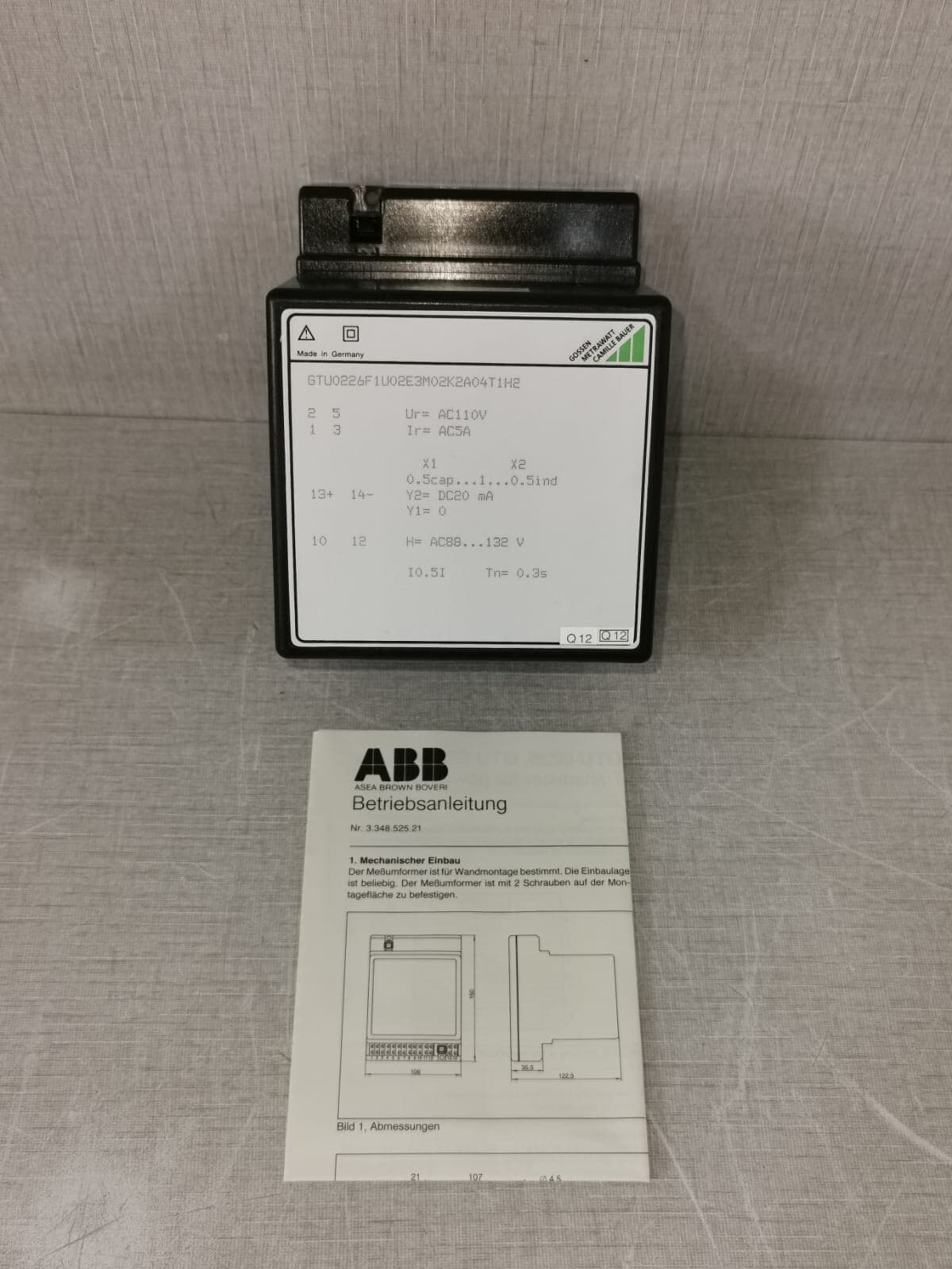 ABB GTU0226F1U02E3M02K2A04T1H2 ASEA BROWN BOVERI