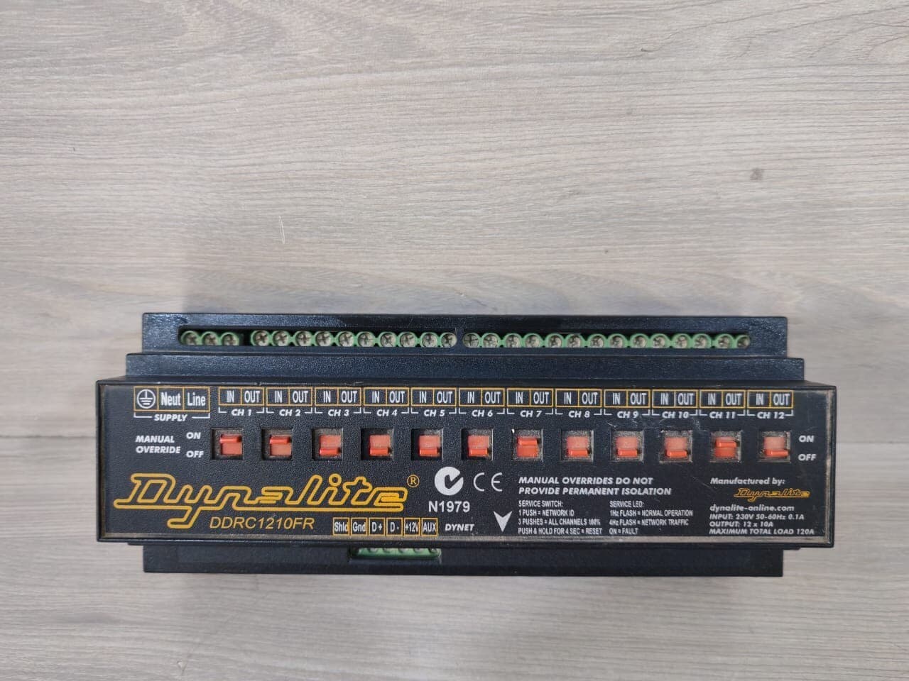 DYNALITE DDRC1210FR RELAY CONTROLLER 12 channel 10A 230V Max 120A Dynet