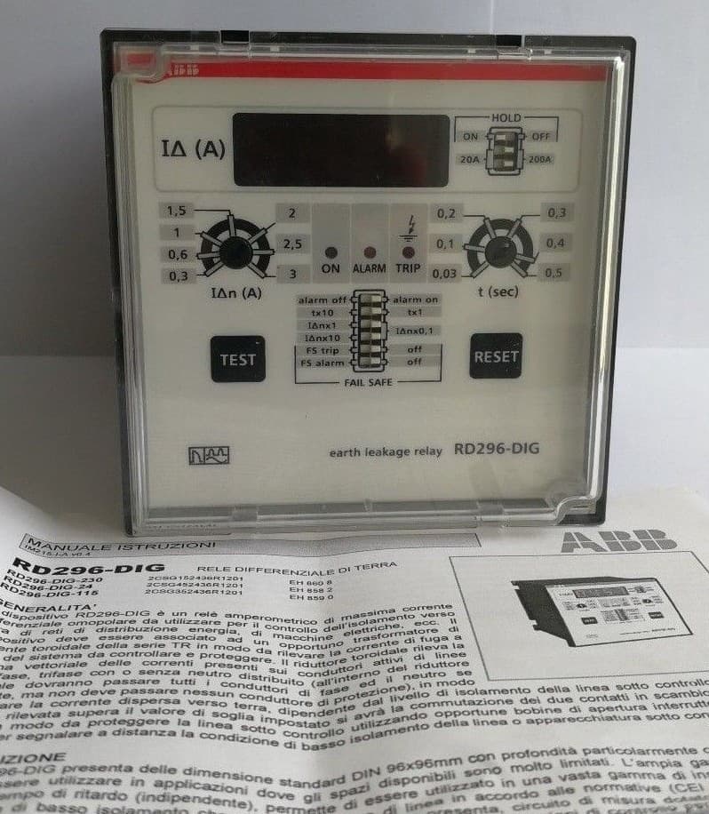 ABB 2CSG352436R1201 /RD296-DIG-115 EARTH LEAKAGE RELAY