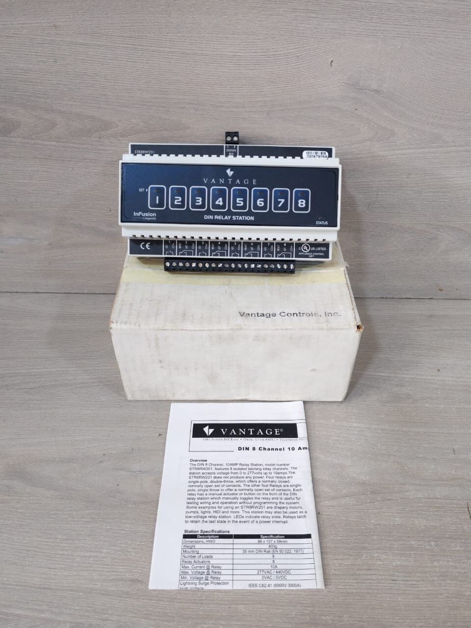 VANTAGE CONTROLS STR8RW201 DIN 8 CHANNEL 10AMP RELAY STATION