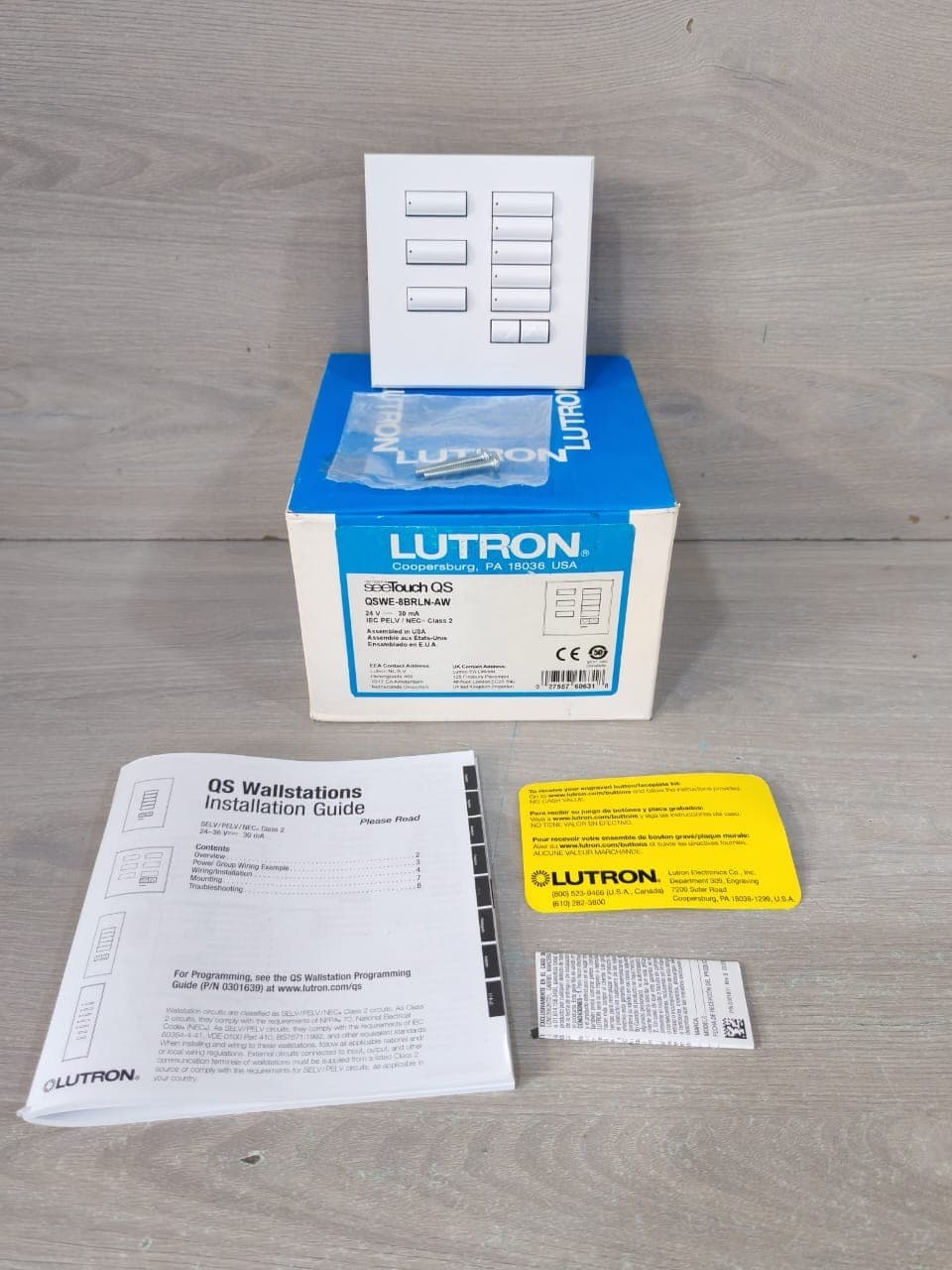 LUTRON SEETOUCH QS QSWE-8BRLRN-AW 8-WALL STATION BUTTONS 24V