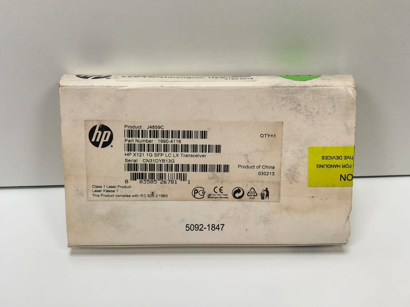 HP SFP LX J4859C TRANSCEIVER 1990