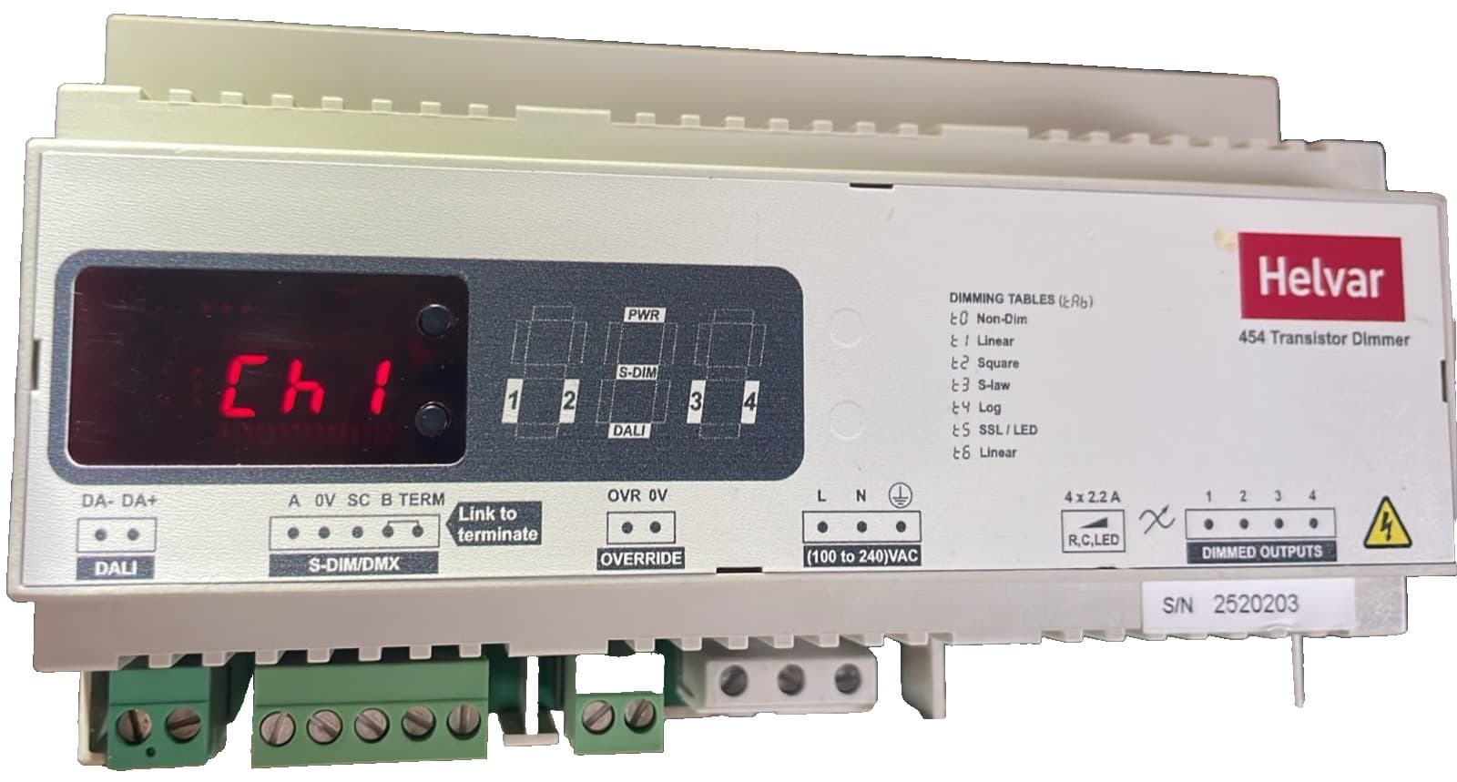 HELVAR 454 TRANSISTOR DIMMER REV 8 S/W V2.40 100-240VAC