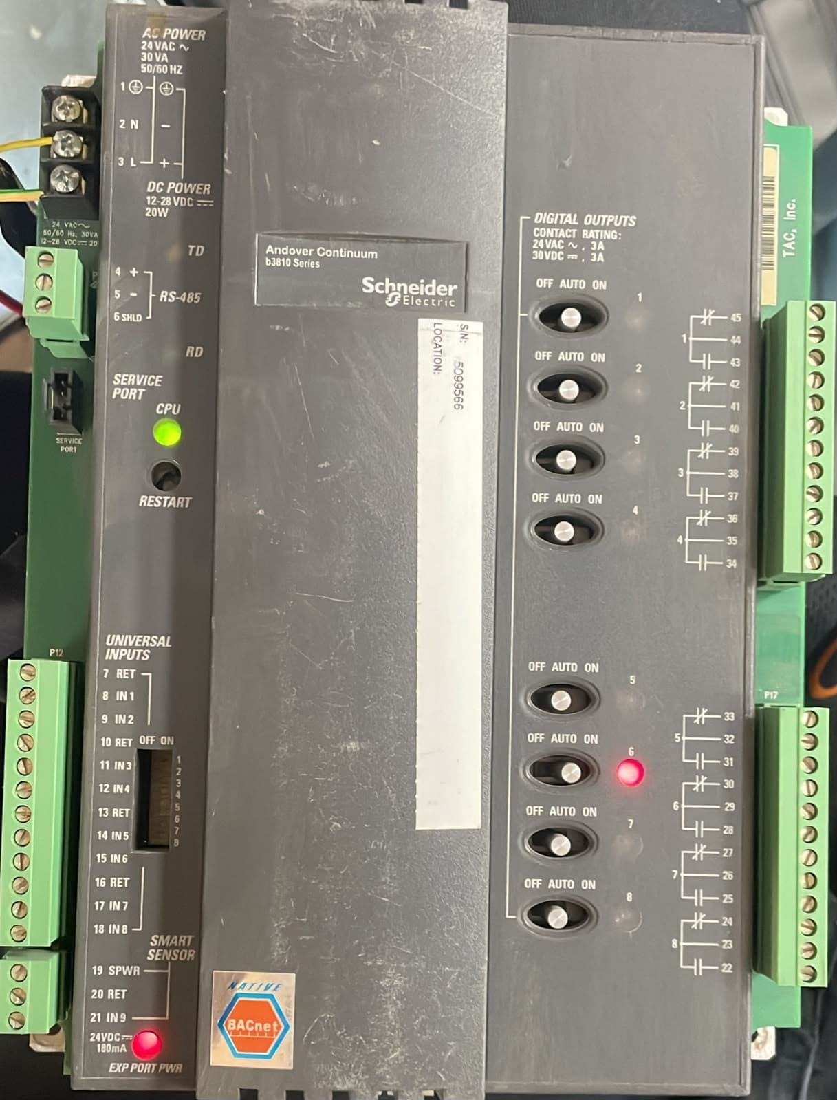 SCHNEIDER ELECTRIC B3810 ANDOVER CONTINUUM B3810 SERIES 24VAC