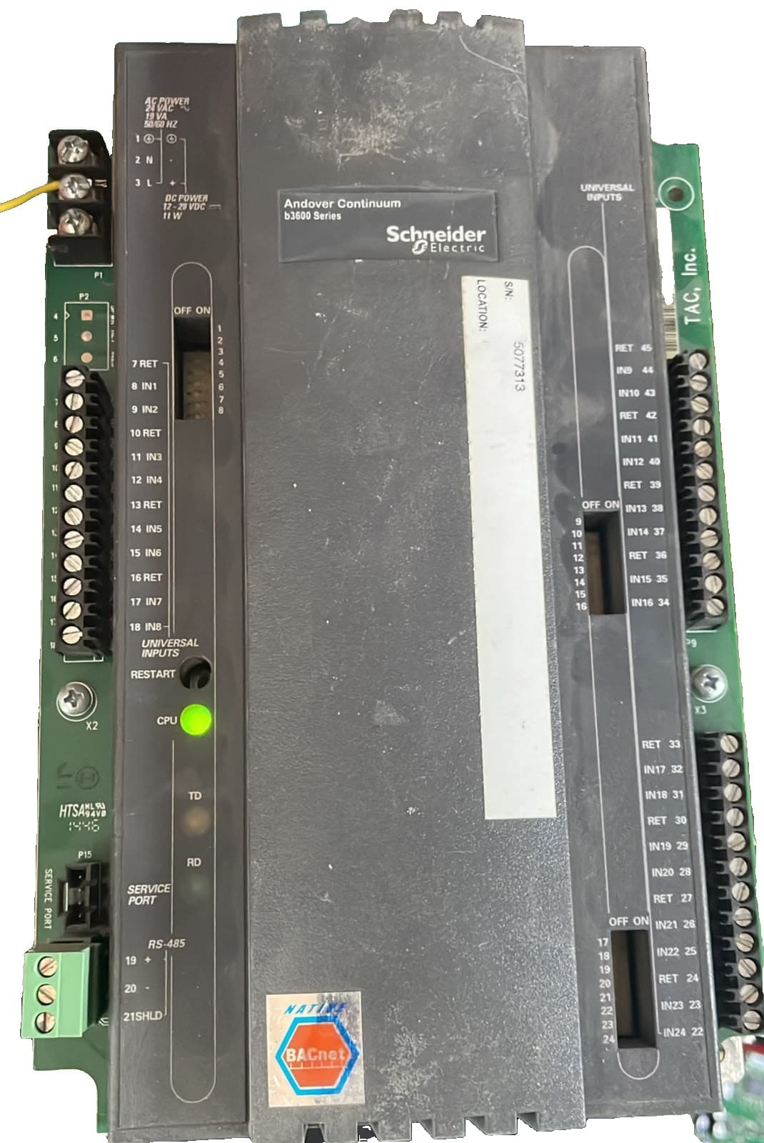 SCHNEIDER ELECTRIC B3600 ANDOVER CONTINUUM B3624 SERIES 24VAC