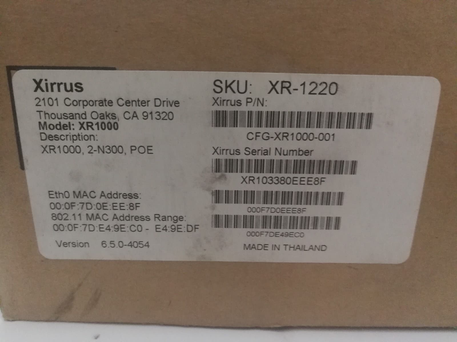 Xirrus Wireless Access Point XR-1000(XR-1220) 2 Radios 802.11n