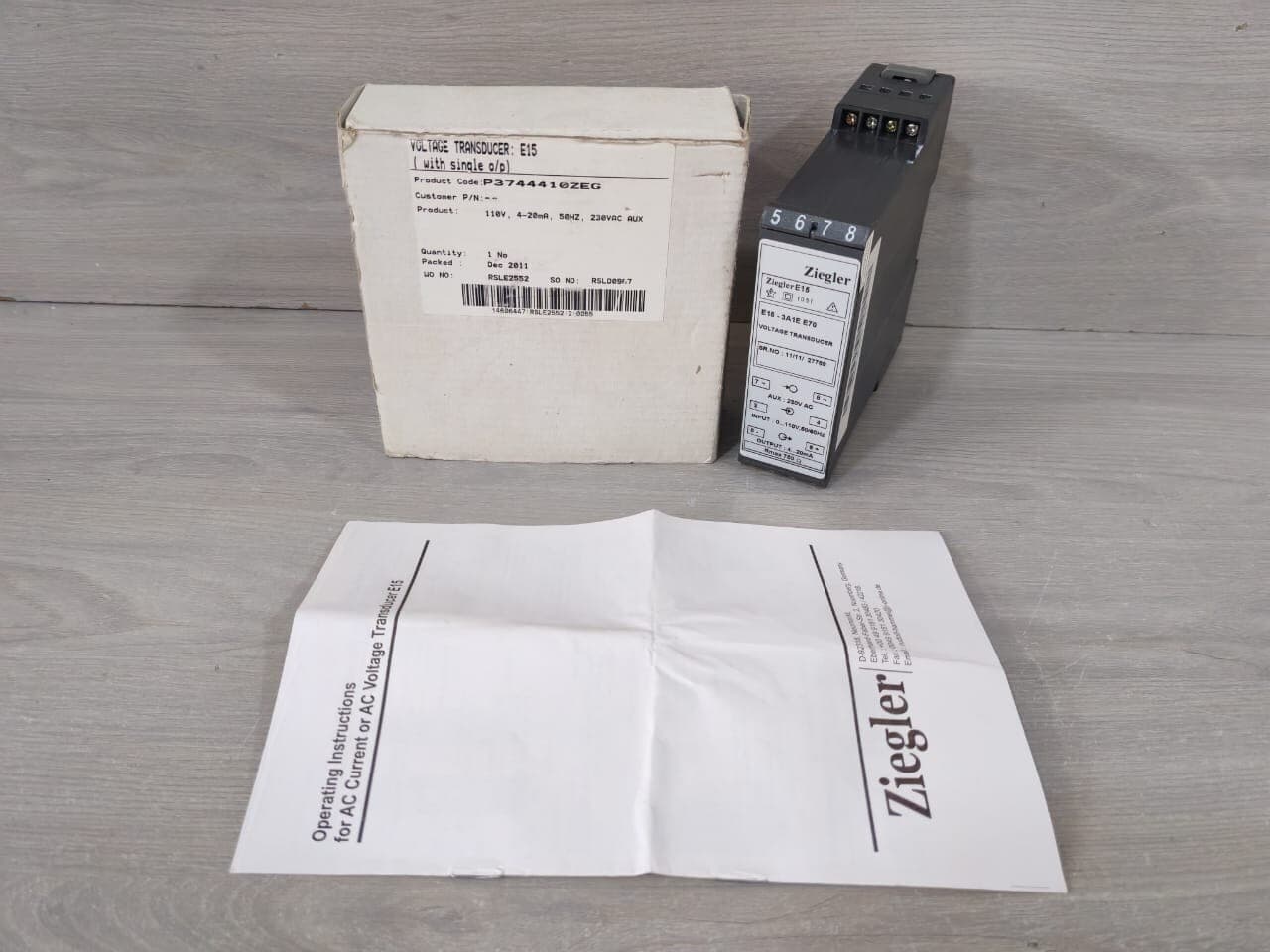 ZIEGLER E15-3A1E E70 VOLTAGE TRANSDUCER