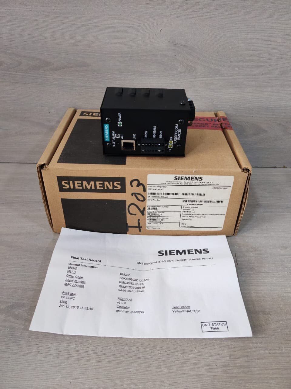 SIEMENS RUGGEDCOM RMC30NC / RMC30NC-48-XX 56 BIT ENCRYPTION 48V- W/ FILTHY BOX