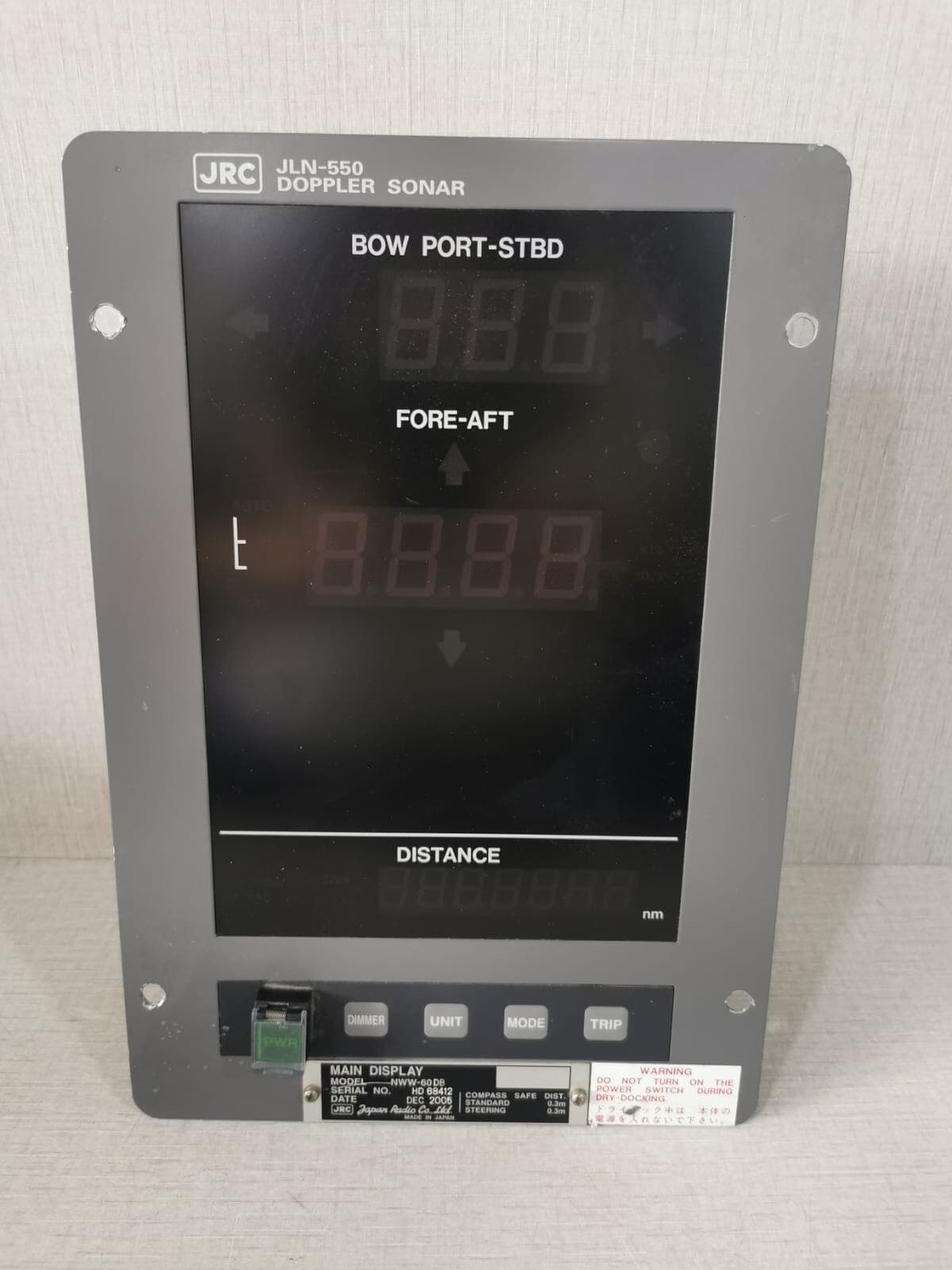 JRC JLN-550 DOPPLER SONAR NWW-60 DB MAIN DISPLAY