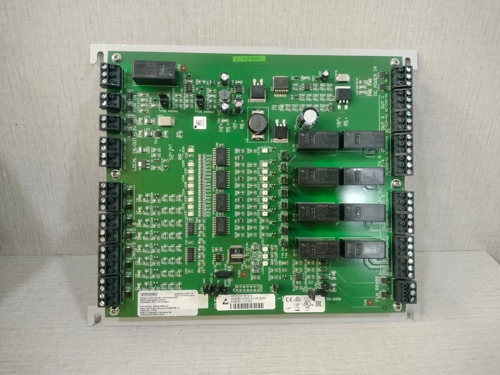 VANDERBILT AFO5200 Rev. A ACCESS CONTROL UNIT MAIN BOARD V24246-A2600-A-08