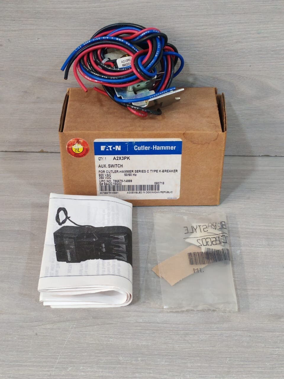 EATON A2X3PK AUX.SWITCH FOR CUTLER-HAMMER SER.C TYPE K-BREAKER 6642C15G02 600VAC