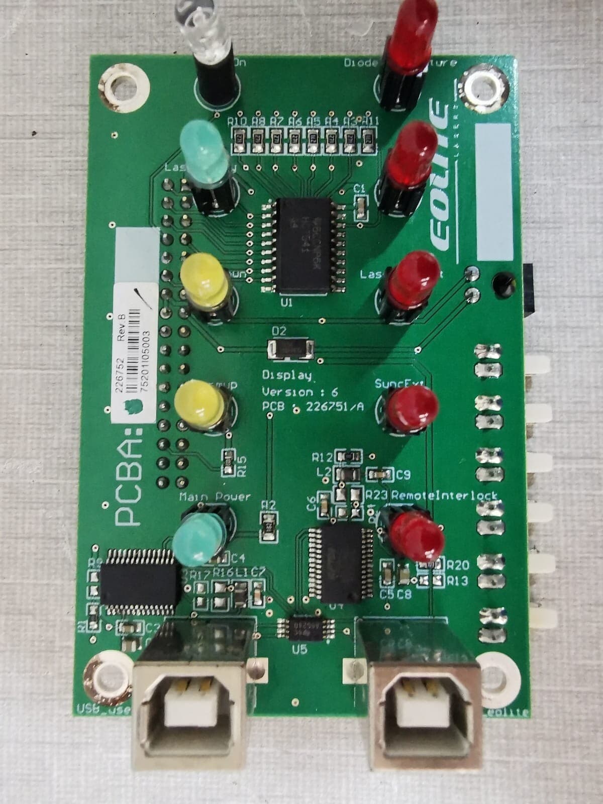 EOLITE PCBA 226752 Rev. B 226751/A PCB Board