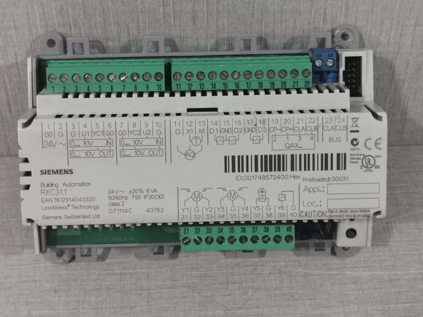 SIEMENS RXC31.1/00031 BUILDING AUTOMATION 24V 50/60Hz