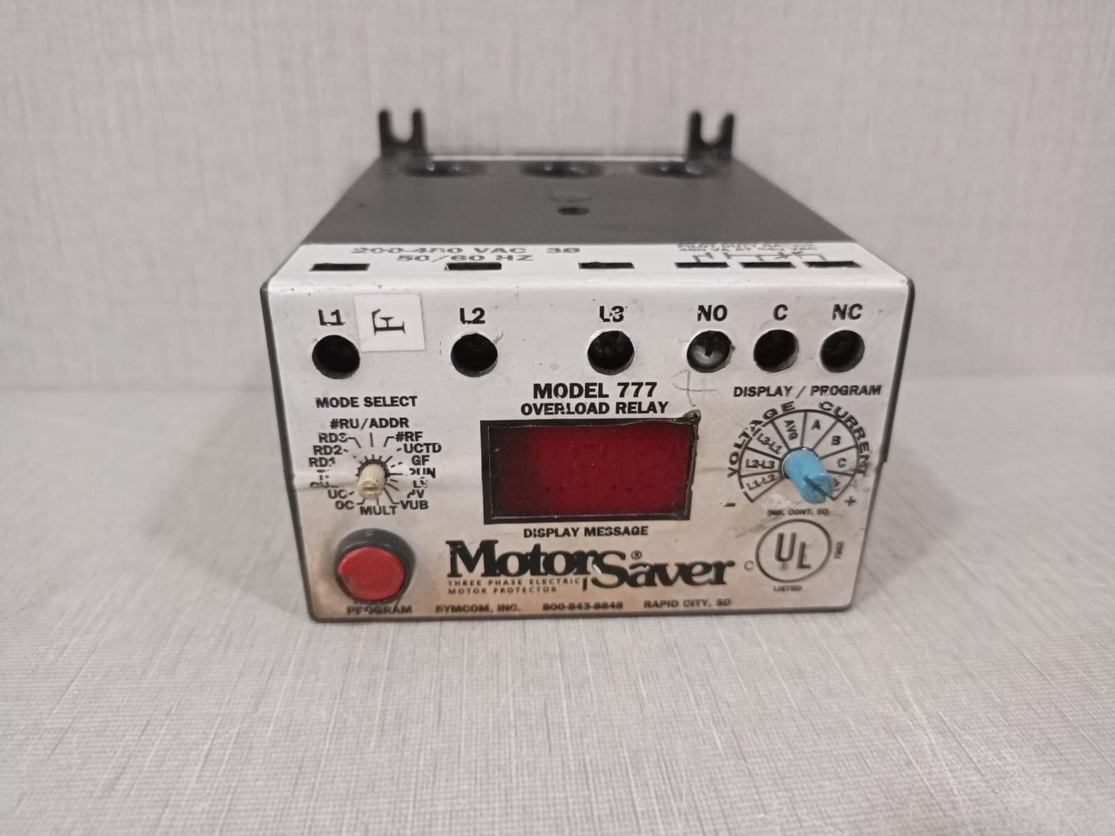 Motorsaver Model 777 Overload Relay/Three Phase Electric Motor Protector