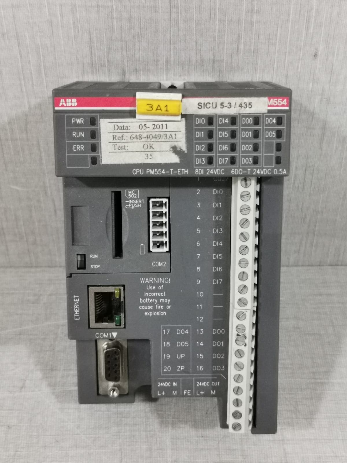 ABB PM554-T-ETH A0/ ITNE968900R0110 CENTRAL PROCESSING UNIT PLC
