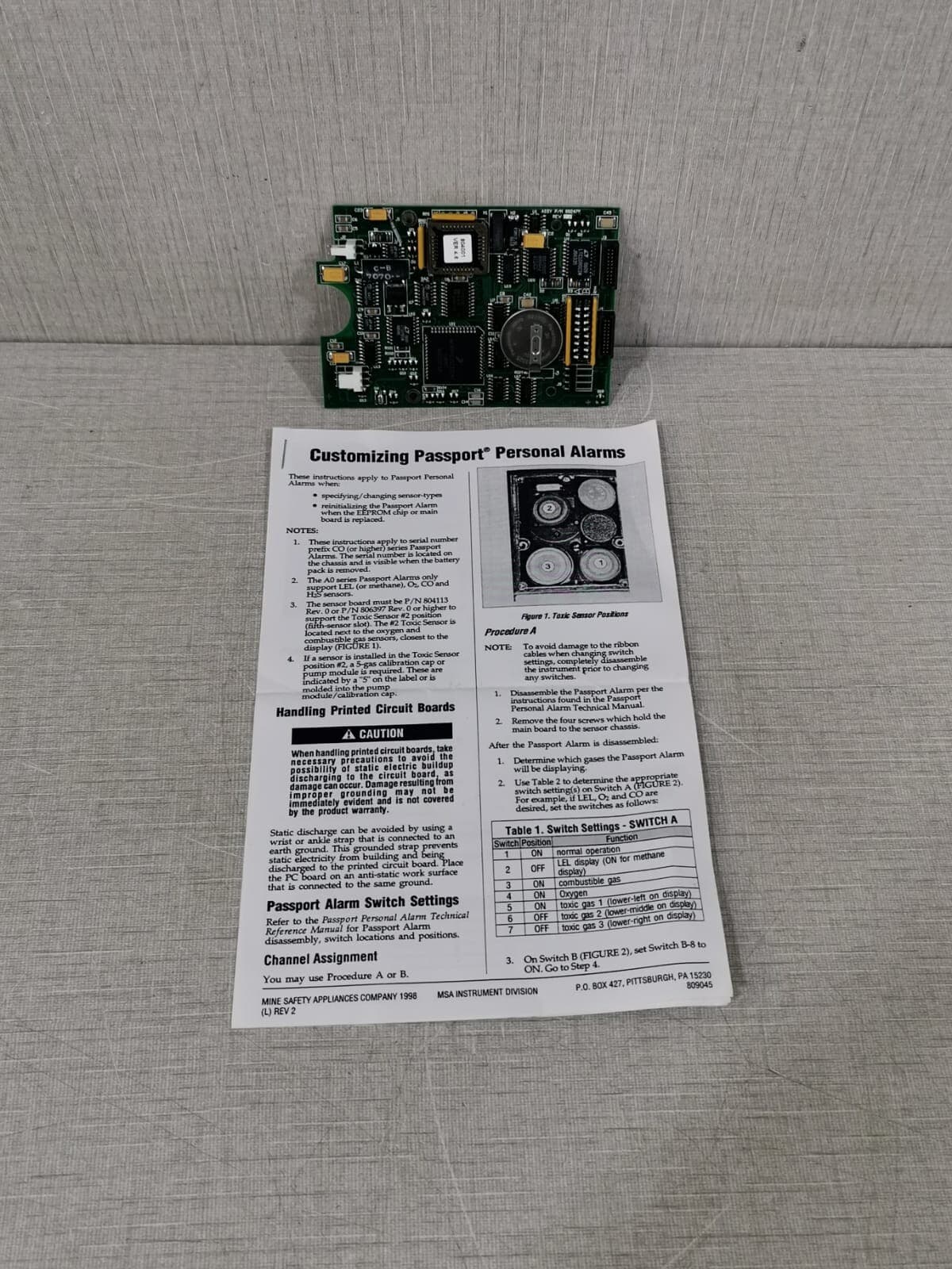 MSA Main Electronics Board D802471, Assy Part No. 802470