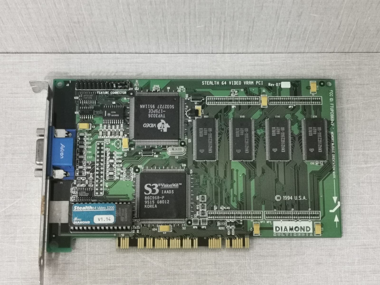 Diamond MultiMedia STEALTH 64 VIDEO VRAM PCI REV.D7 Main PCB Board