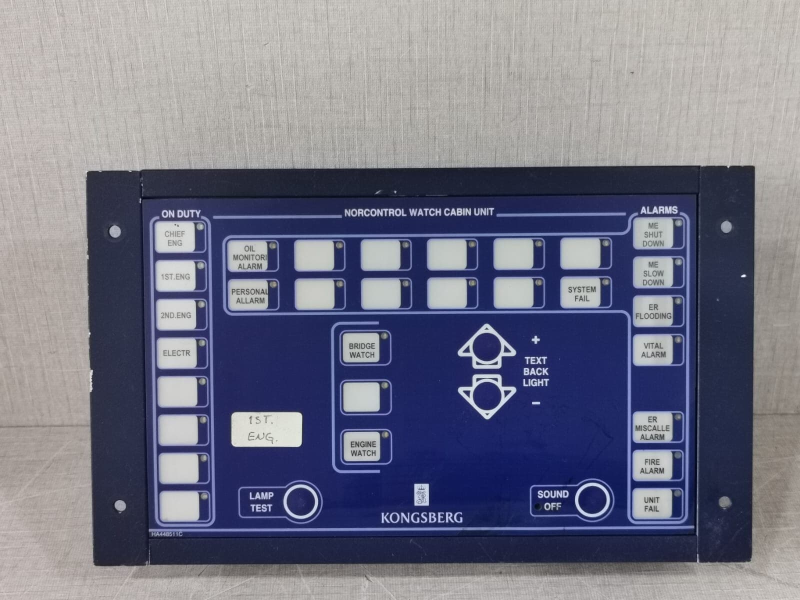 KONGSBERG 8100141 REV J1 WCU ALARM GROUP NORCONTROL WATCH CABIN UNIT